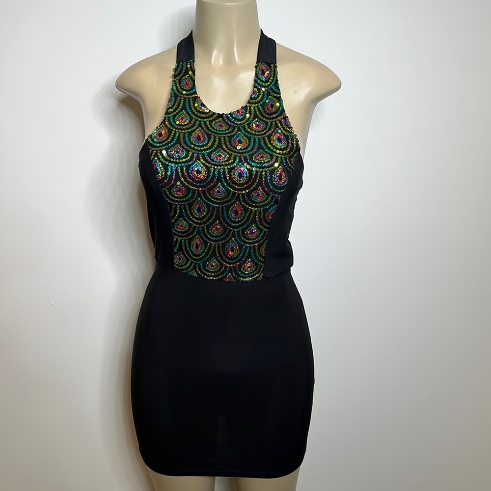 Symphony small black bodycon dress with sequins